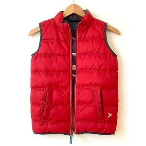 Mini Boden Boys Reversible Insulated Puffer Vest Size 9-10 140cm Red Navy Planes